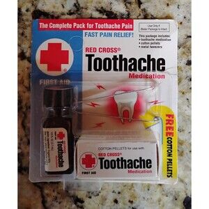 Red Cross toothache medication drops.  Fast relief, long lasting